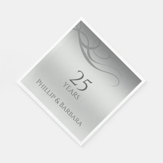 Personalized elegant modern 25th anniversary party servet (Hoek)