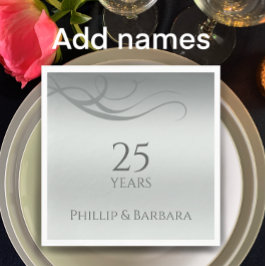 Personalized elegant modern 25th anniversary party servet