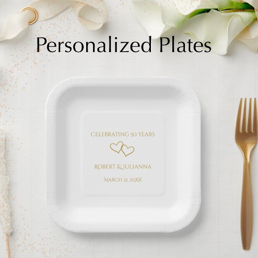 Personalized Elegant Modern 50th Anniversary Party Papieren Bordje