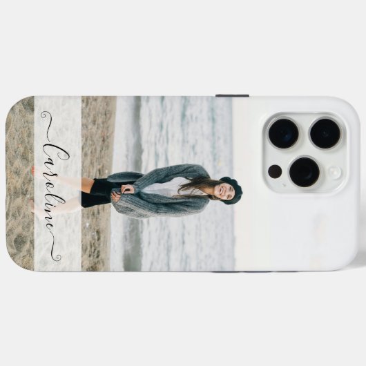 Personalized Elegant Modern Photo and Name Case-Mate iPhone Case (Achterkant (horizontaal))