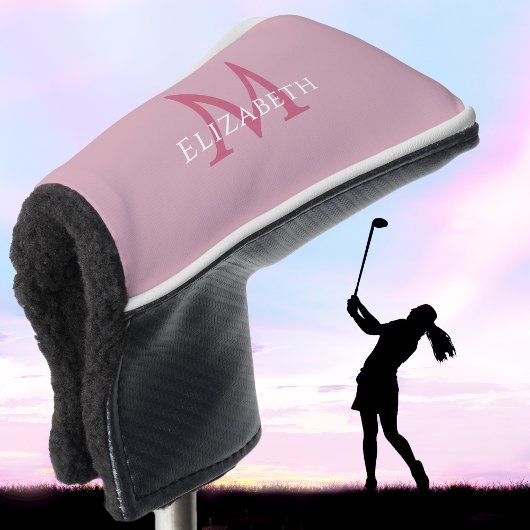 Personalized Elegant Monogram Name Initial Pink Golfheadcover