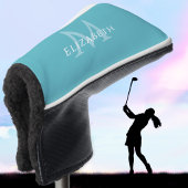 Personalized Elegant Monogram Name Initial Teal Golfheadcover