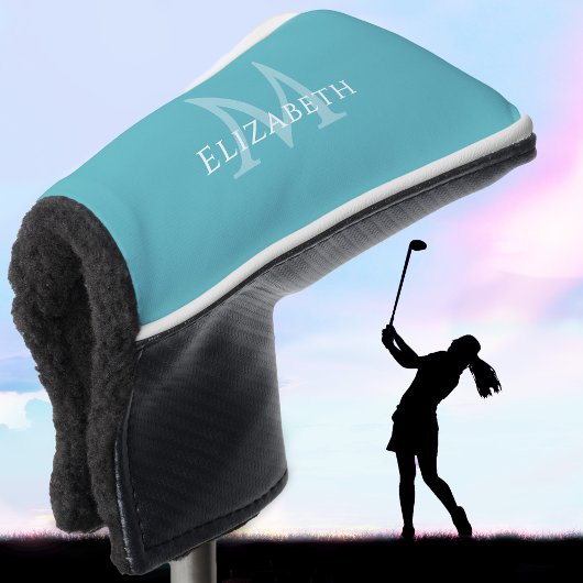 Personalized Elegant Monogram Name Initial Teal Golfheadcover