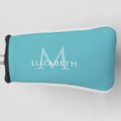 Personalized Elegant Monogram Name Initial Teal Golfheadcover (Voorkant)