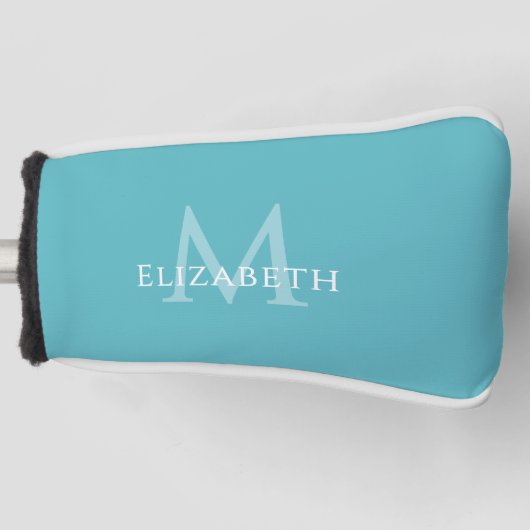 Personalized Elegant Monogram Name Initial Teal Golfheadcover (Voorkant)