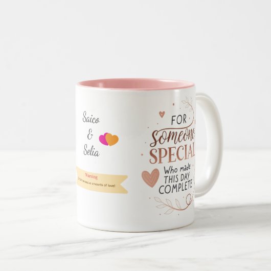 Personalized Elegant Mug Custom Romantic Gift Tweekleurige Koffiemok (Voorkant rechts)