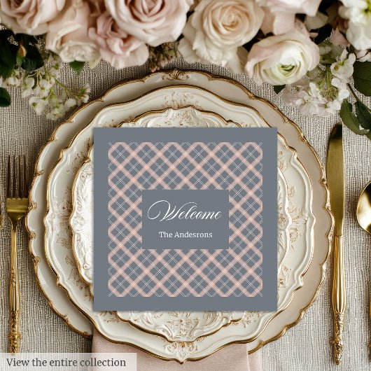 Personalized Elegant Napkins Coral Grey Aesthetic Servet
