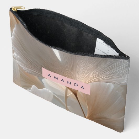 Personalized Elegant Neutral Ginkgo Leaves Etui (Open)