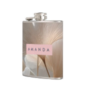 Personalized Elegant Neutral Ginkgo Leaves Heupfles (Links)