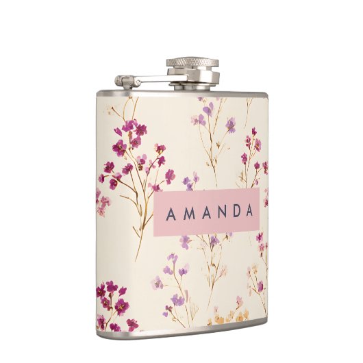 Personalized Elegant Pastel Floral Design Heupfles (Rechts)