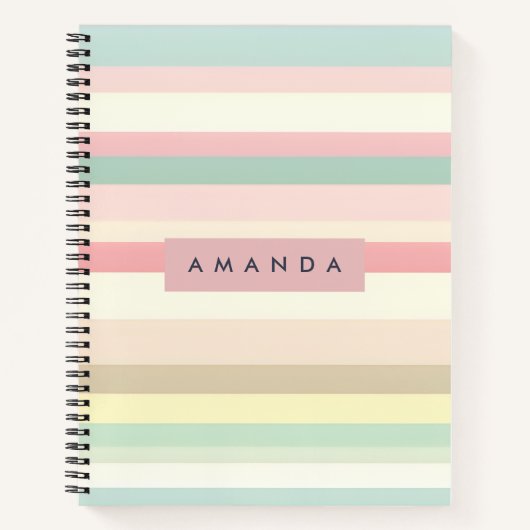 Personalized Elegant Pastel Macaron Stripe Notitieboek (Voorkant)