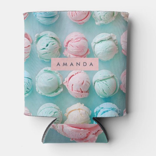 Personalized Elegant Pastel Stripe Ice Cream  Blikjeskoeler (Voorkant)