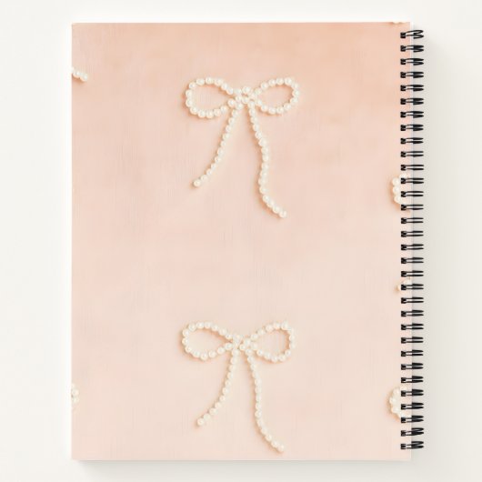 Personalized Elegant Pearl Bow in Soft Blush Notitieboek (Achterkant)