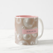 Personalized Elegant Pearl Soft White Luxury Tweekleurige Koffiemok (Voorkant rechts)