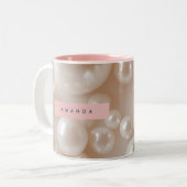 Personalized Elegant Pearl Soft White Luxury Tweekleurige Koffiemok (Voorkant links)