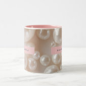 Personalized Elegant Pearl Soft White Luxury Tweekleurige Koffiemok (Center)