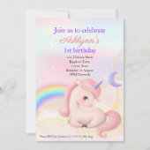 Personalized Elegant Pink Watercolour Unicorn Kaart (Voorkant)