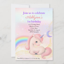 Personalized Elegant Pink Watercolour Unicorn Kaart