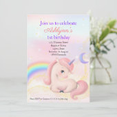 Personalized Elegant Pink Watercolour Unicorn Kaart (Staand voorkant)