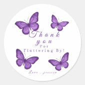 Personalized Elegant Purple Butterfly Bridal  Ronde Sticker (Voorkant)