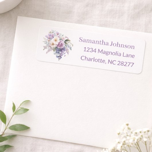 Personalized Elegant Purple Return Address Etiket