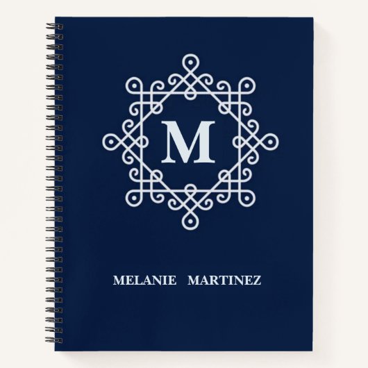 Personalized elegant retro trendy simple monogram notitieboek (Voorkant)