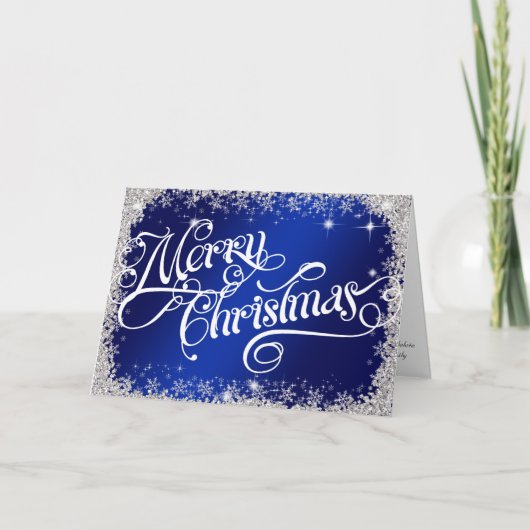 PERSONALIZED Elegant Royal Blue Merry-kerst Feestdagen Kaart (Voorkant)