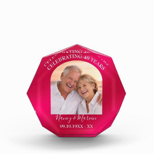 Personalized Elegant Ruby 40th Anniversary Gift Fotoblokken (Voorkant)