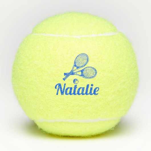 Personalized Elegant Script Name  Tennis Balls Tennisballen (Voorkant)
