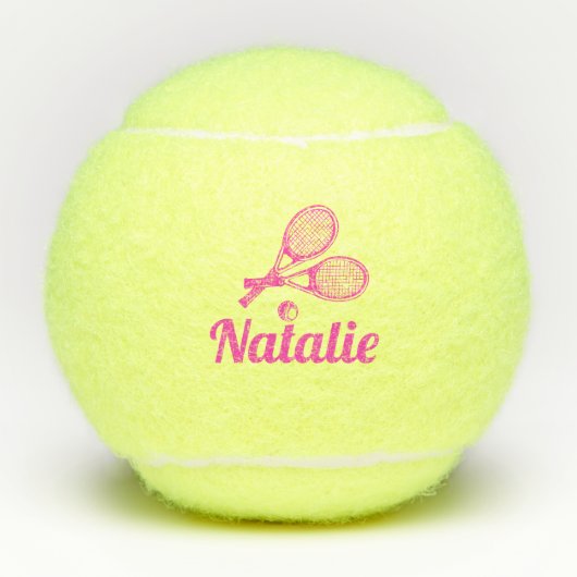 Personalized Elegant Script Name  Tennis Balls Tennisballen (Voorkant)