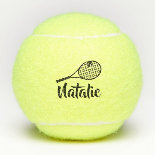 Personalized Elegant Script Name  Tennis Balls Tennisballen (Voorkant)
