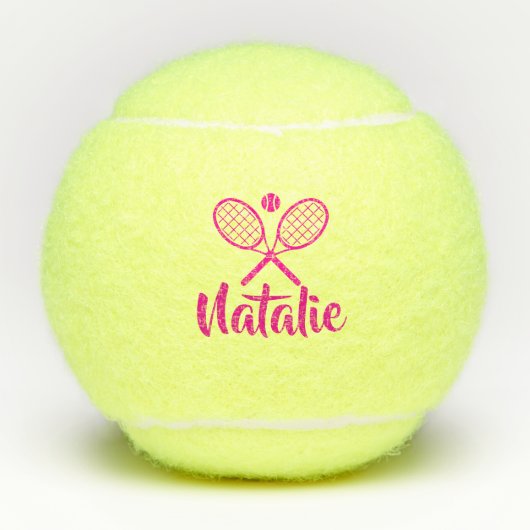 Personalized Elegant Script Name  Tennis Balls Tennisballen (Voorkant)