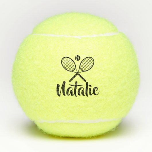 Personalized Elegant Script Name  Tennis Balls Tennisballen (Voorkant)