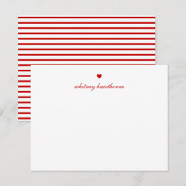 Personalized Elegant Script Red Heart Notitiekaartje