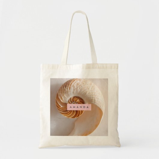 Personalized Elegant Seashell Spiral Coastal Tote Bag (Voorkant)