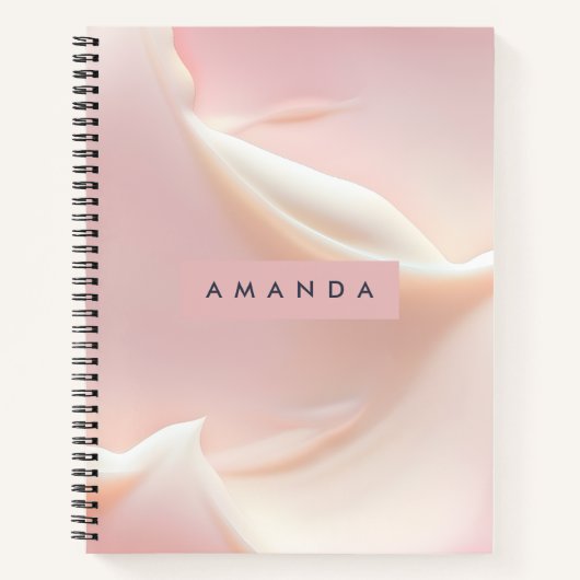 Personalized Elegant Soft Blush Satin Abstract Notitieboek (Voorkant)