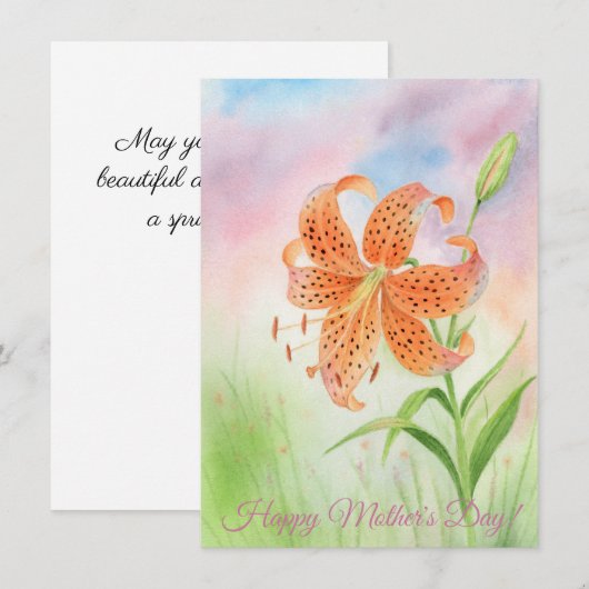 Personalized Elegant Tiger Lily Aankondiging (Voorkant / Achterkant)