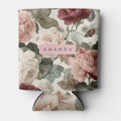 Personalized Elegant Victorian Roses in Blush Blikjeskoeler (Voorkant)