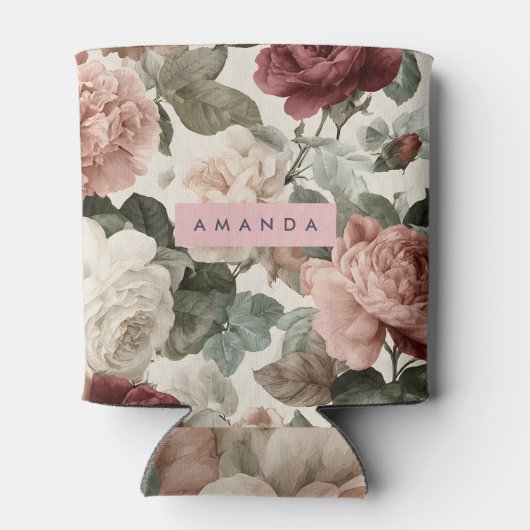 Personalized Elegant Victorian Roses in Blush Blikjeskoeler (Achterkant)