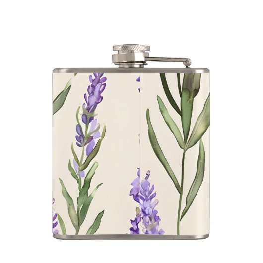 Personalized Elegant Watercolor Lavender  Heupfles (Achterkant)