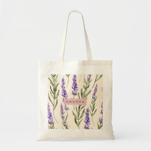 Personalized Elegant Watercolor Lavender Tote Bag (Voorkant)
