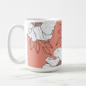 Personalized Elegant White Florals on Coral Koffiemok (Links)