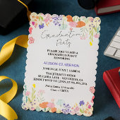 Personalized Elegant Wildflower Graduation Party I Kaart