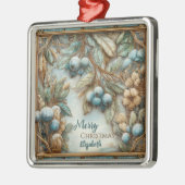 Personalized Elegant Winter Botanical Christmas Metalen Ornament (Links)