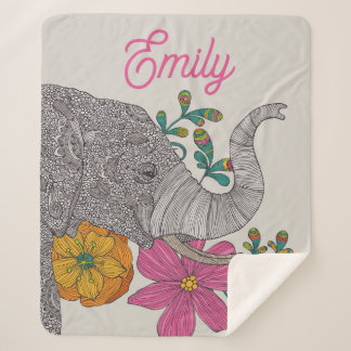 Personalized Elephant Name Kids Sherpa Blanket Deken