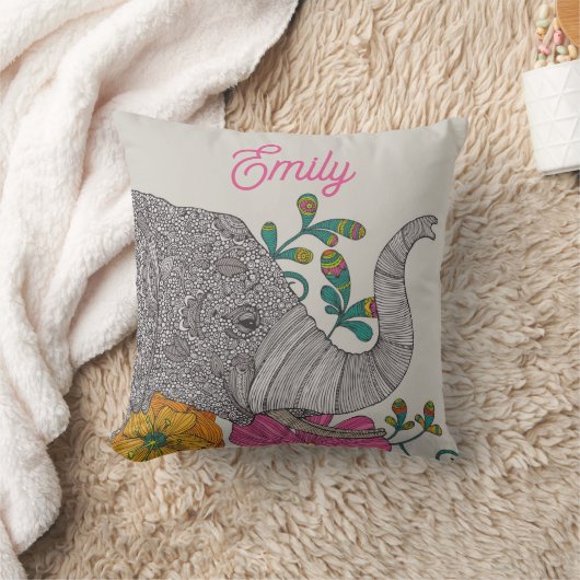 Personalized Elephant Name Throw Pillow Kussen (Deken)