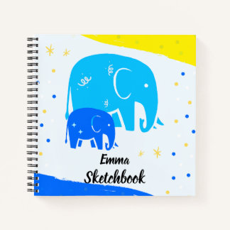 Personalized Elephant Sketchbook for Kids Notitieboek
