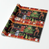 Personalized Elf Boy Name Christmas | Red Plaid Cadeaupapier (Uitgerold)