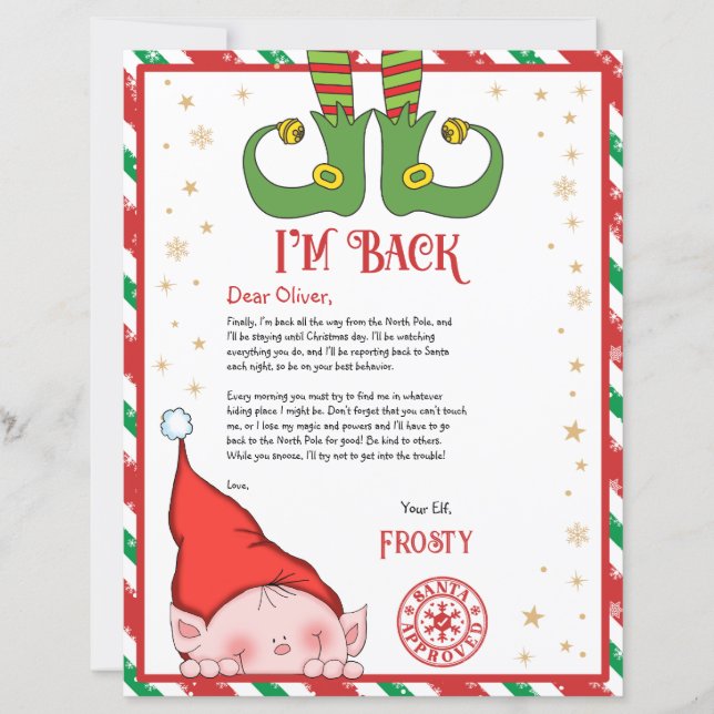 Personalized Elf Return Letter from North Pole (Voorkant)