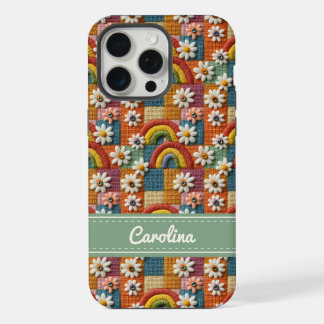 Personalized Embroidered Rainbow Phone Case iPhone 15 Pro Max Case